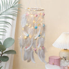 CouldNook Dreamcatcher-Cute Pom Pom Feather Dream Catcher Wind Chime Hanging Decor