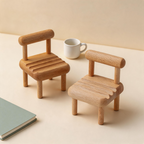 CouldNook Cute Wooden Chair Phone Stand - Natural Beech Wood Desk Holder