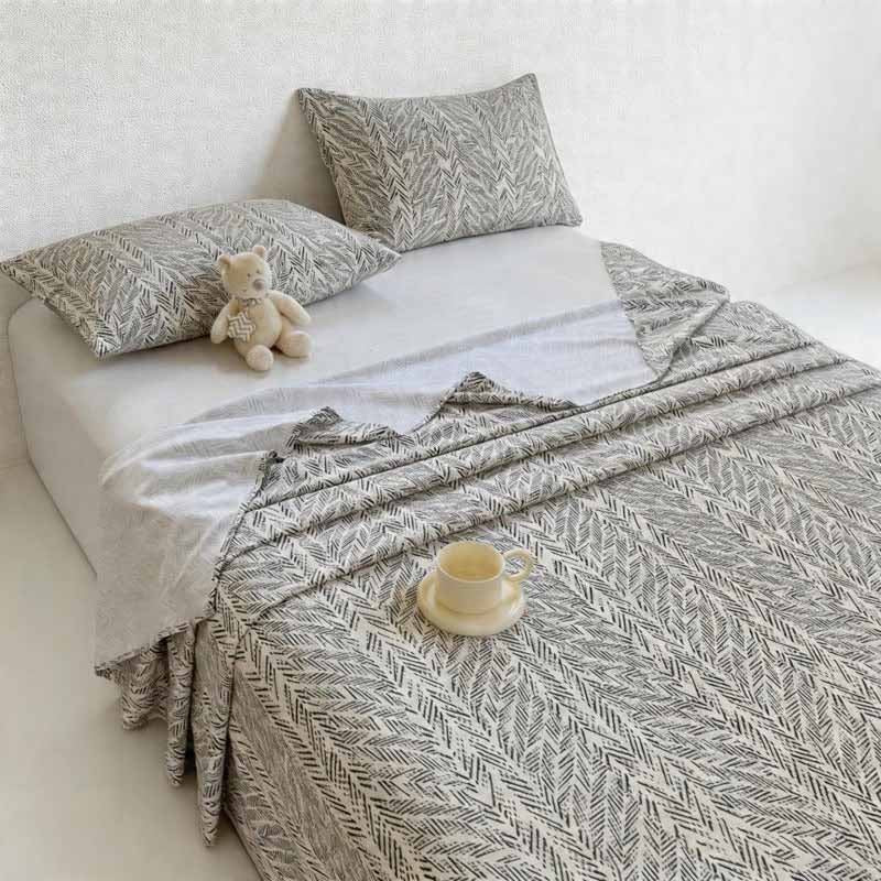 CouldNook Premium Cotton Homespun Flat & Fitted Sheet - Interstellar Chevron
