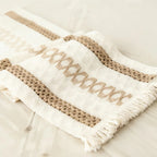 CouldNook Farmhouse Cotton Linen Table Runner - Rustic Boho Woven Macrame Mat