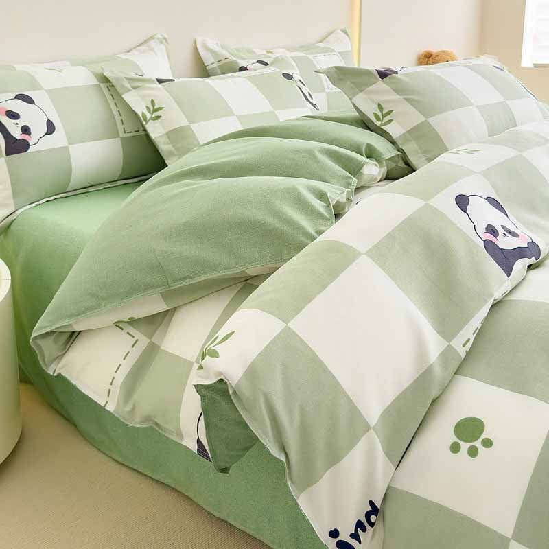 Ultra Soft Cartoon Panda & Bear Print Duvet Cover Set (Skin-Friendly & Breathable)