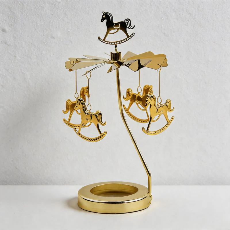 Rotating Carousel Candle Holder Candle Making Kits - Large Golden Spinning Tealight Carousel
