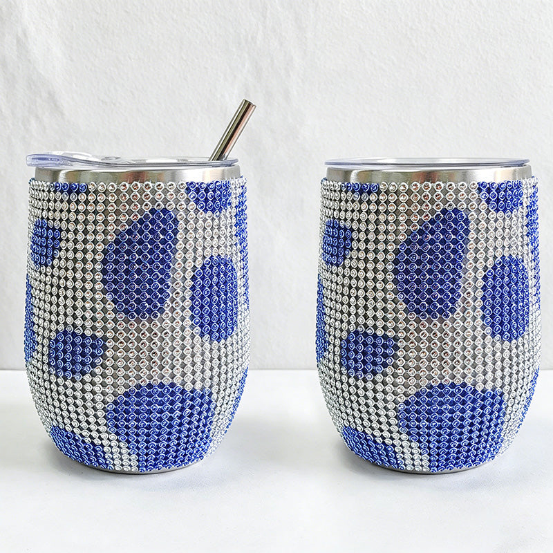 CouldNook 12oz Bling Rhinestone Stemless Wine Tumbler - Clear Lid & Straw (Solid Color Series)
