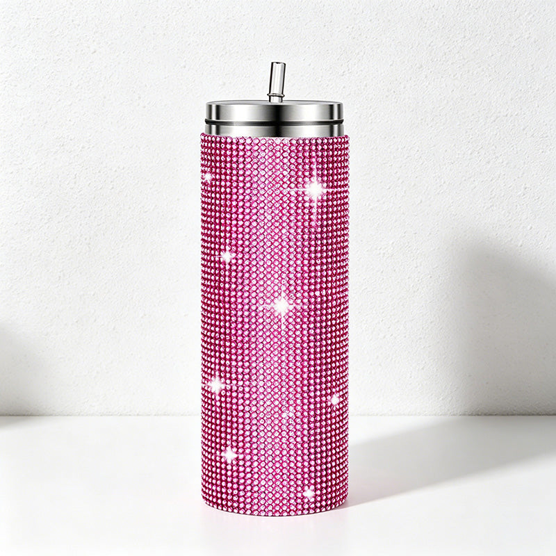 CouldNook 20oz Rhinestone Tumbler-Stainless Steel Vacuum Insulated Straight Body Tumbler with Straw