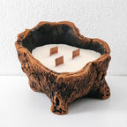 CouldNook Rustic Tree Stump Scented Candle - Crackling Wooden Wick Decor