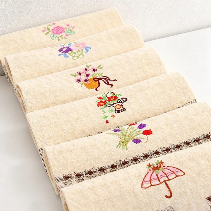 CouldNook Cotton Waffle Tea Towel - Rustic Cafe & Flora (Assorted Mix)