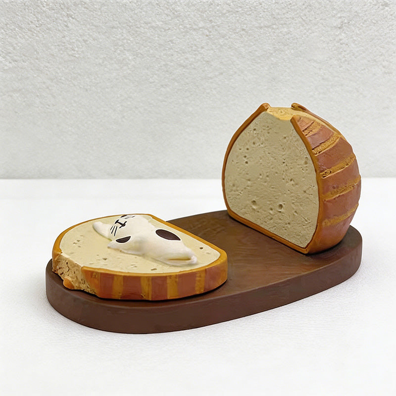 CouldNook Cute Cat & Bread Resin Phone Stand - Kawaii Desk Holder