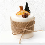 CouldNook Rustic Botanical Pillar Candle - Burlap Wrapped Farmhouse Decor