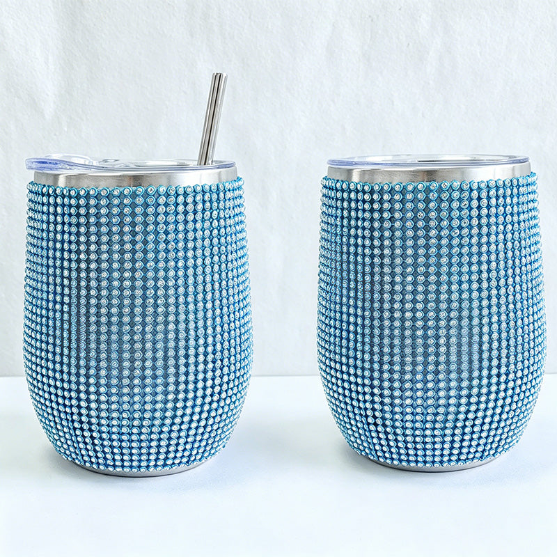 CouldNook 12oz Bling Rhinestone Stemless Wine Tumbler - Clear Lid & Straw (Leopard & Ombre Series)