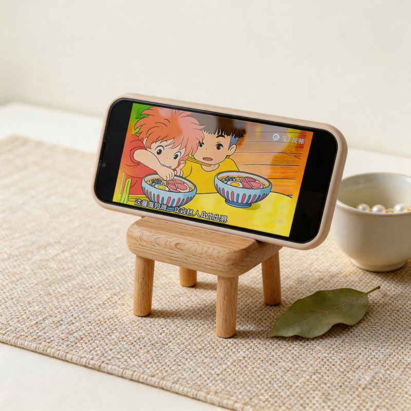 CouldNook Cute Wooden Chair Phone Stand - Natural Beech Wood Desk Holder