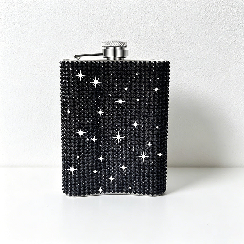 CouldNook 6/8oz Bling Rhinestone Hip Flask - Pocket Size with Funnel (Solid Color Series)