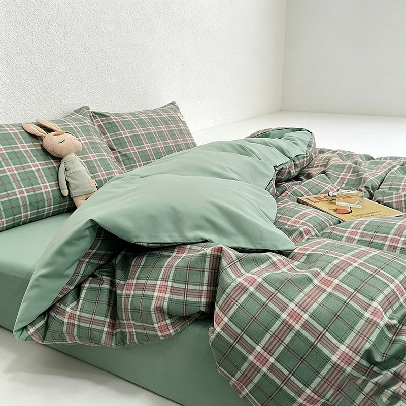 CouldNook Vibrant Plaid Duvet Cover - Ultra-Soft Washed Cotton Feel Bedding