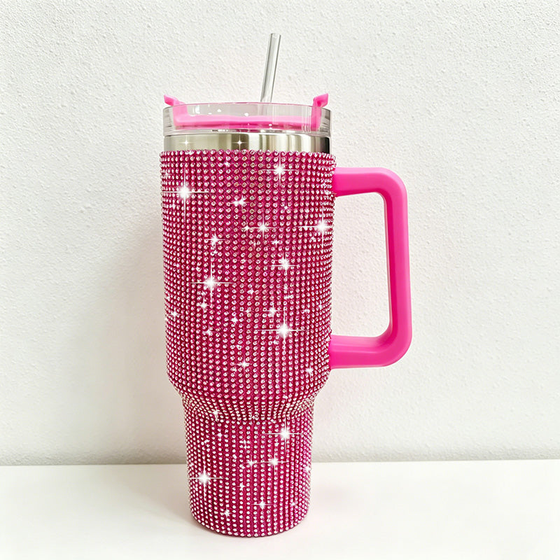 CouldNook 40oz Rhinestone Tumbler-Stainless Steel Vacuum Insulated Ice Tumbler with Handle & Straw