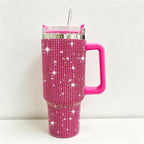 CouldNook 40oz Rhinestone Tumbler-Stainless Steel Vacuum Insulated Ice Tumbler with Handle & Straw