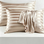 CouldNook Striped Silky Satin Pillowcase Set - Luxury Hotel Bedding (Set of 2)