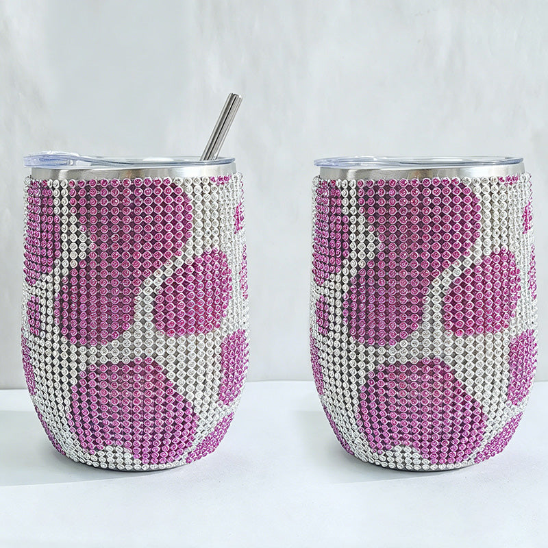 CouldNook 12oz Bling Rhinestone Stemless Wine Tumbler - Clear Lid & Straw (Solid Color Series)