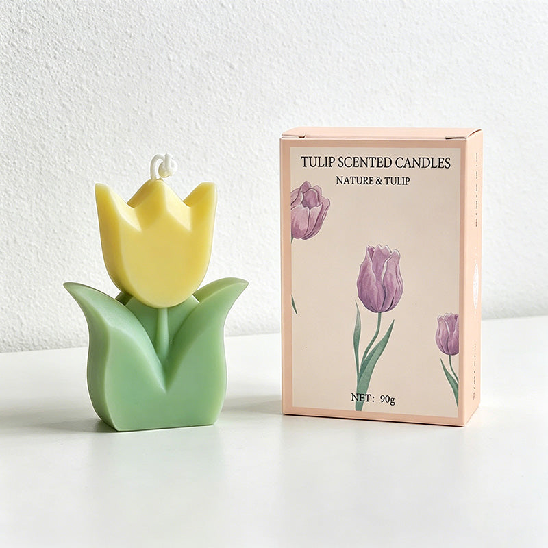 CouldNook 3D Tulip Flower Scented Candle - Pastel Spring Aesthetic Decor