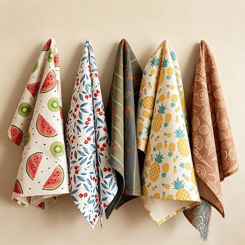 CouldNook Fringed Cotton Linen Napkin - Summer Fruit & Coastal Placemat