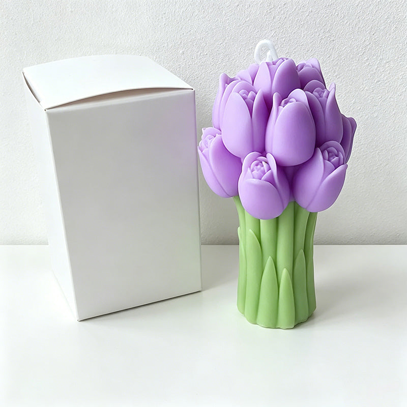 CouldNook 3D Tulip Bouquet Scented Candle - Pastel Floral Aesthetic Decor