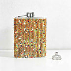 CouldNook 6/8oz Bling Rhinestone Hip Flask - Pocket Size with Funnel (Leopard & Gradient Series)