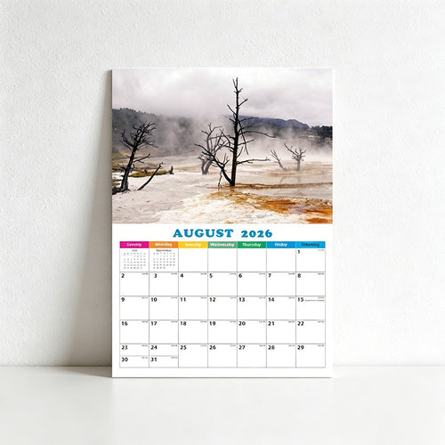 2026 American Landscape Wall Calendar, A3 Size, 12-Month Hanging Monthly Planner