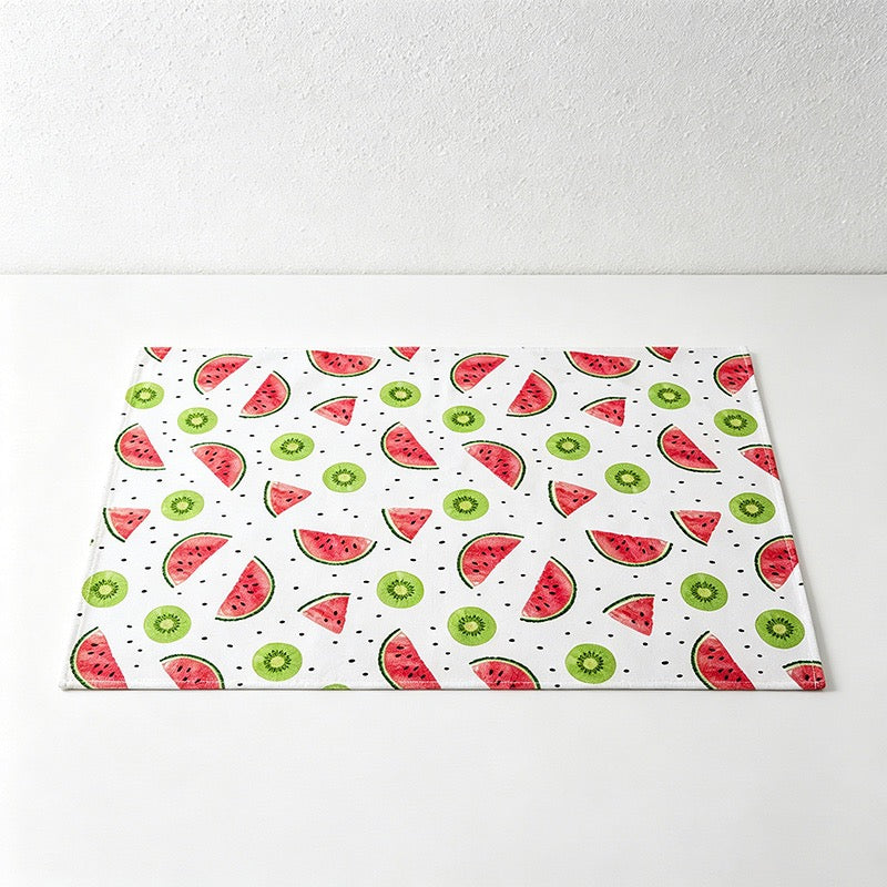 CouldNook Fringed Cotton Linen Napkin - Summer Fruit & Coastal Placemat