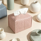 Woven PU Tissue Box - Leather Texture Square Napkin Holder