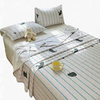 CouldNook Premium Cotton Homespun Flat & Fitted Sheet - Kawaii Meow Time