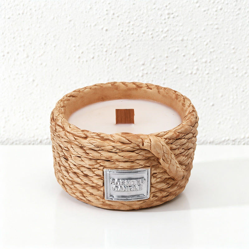 CouldNook Rustic Jute Rope Scented Candle - Vintage Farmhouse Wooden Wick Decor