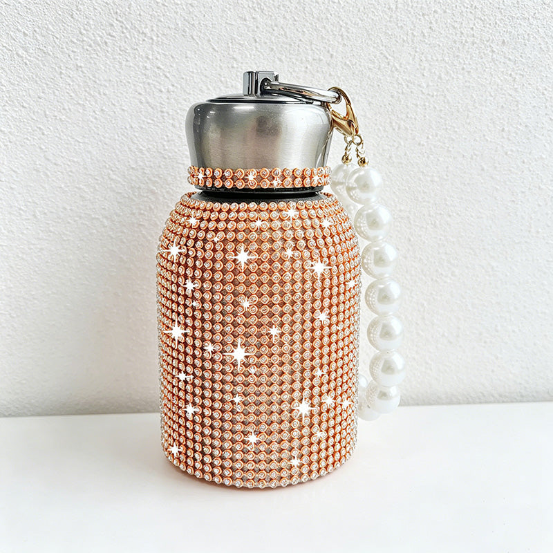 CouldNook 10oz Bling Rhinestone Mini Tumbler - Pearl Handle, Silver Lid (Solid Color Series)