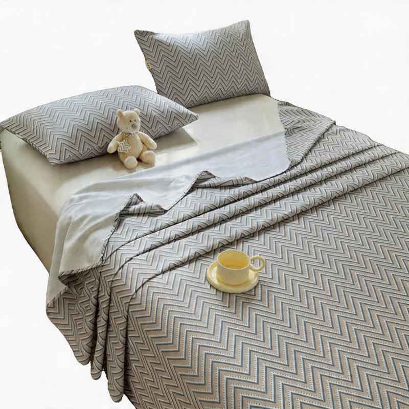 CouldNook Premium Cotton Homespun Flat & Fitted Sheet - Tranquil Valley Chevron