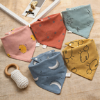 CouldNook Premium Cotton Baby Bandana Bibs - Pumpkin Moon Soft Series (5-Pack)