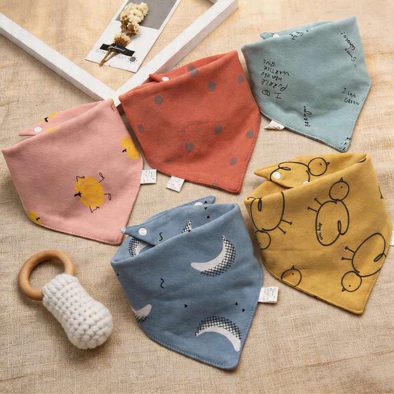 CouldNook Premium Cotton Baby Bandana Bibs - Pumpkin Moon Soft Series (5-Pack)
