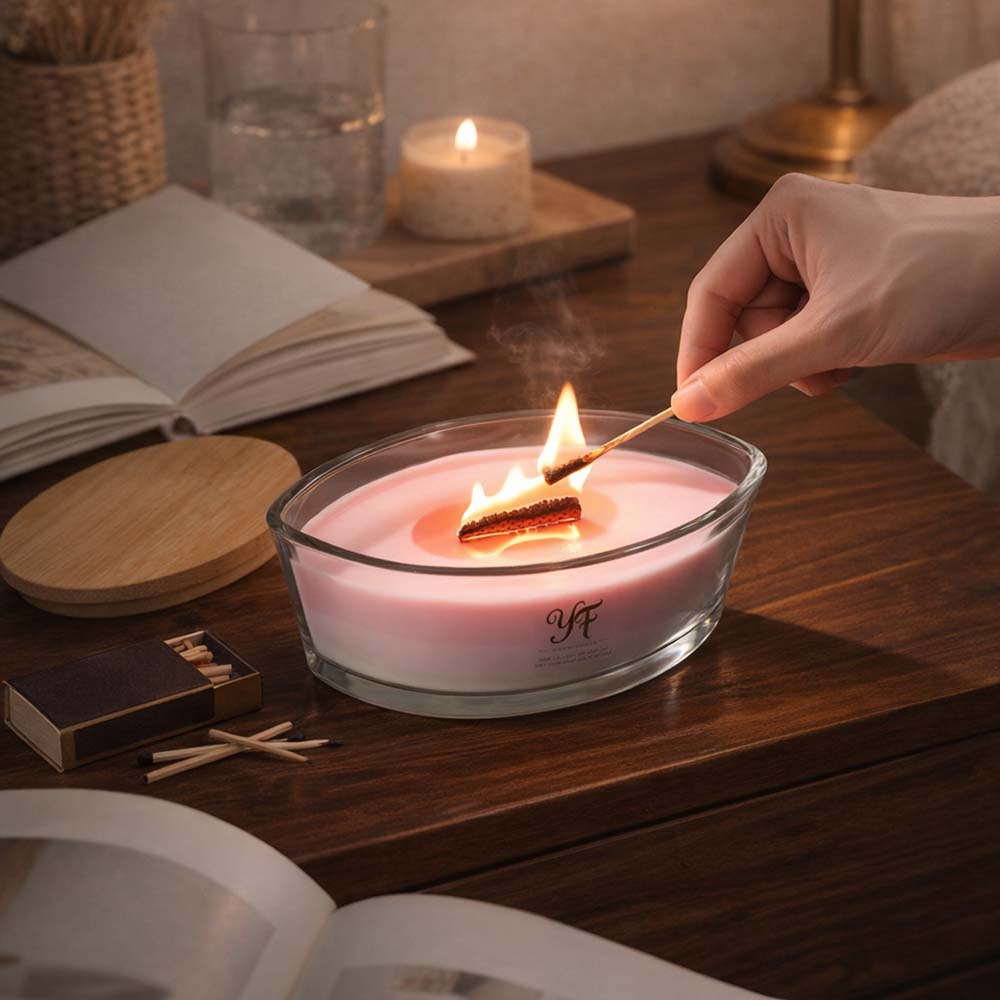 CouldNook Scented Candles - Large Wooden Wick Glass Bowl Candle