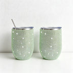 CouldNook 12oz Bling Rhinestone Stemless Wine Tumbler - Clear Lid & Straw (Leopard & Ombre Series)
