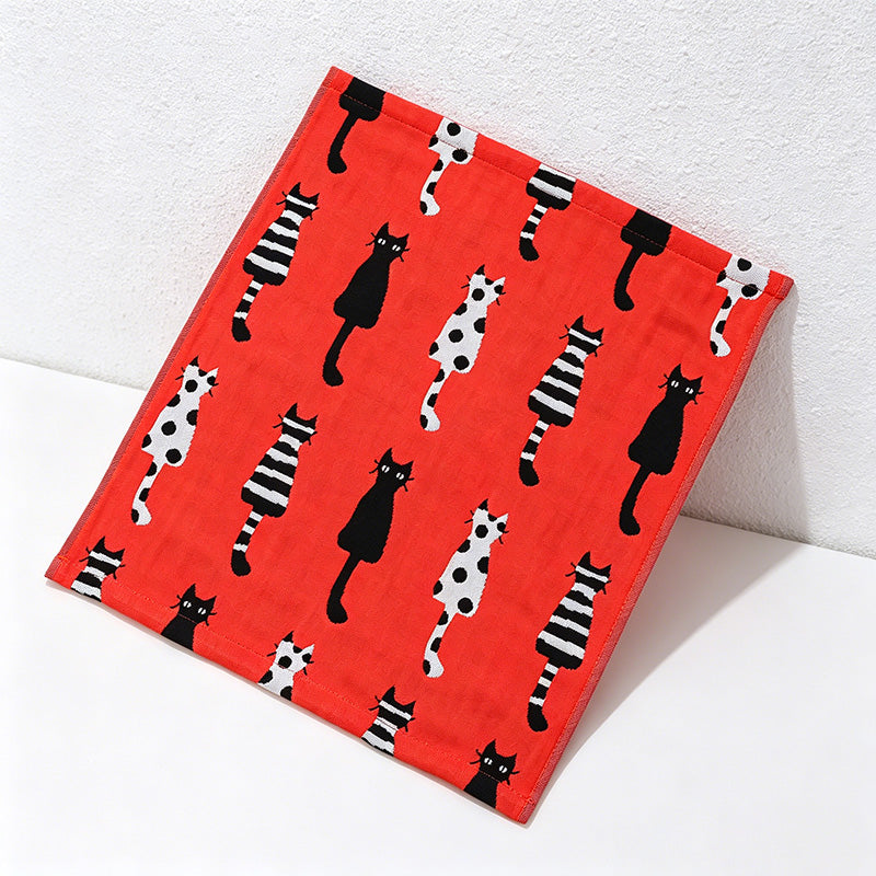 CouldNook Pure Cotton Gauze Cartoon Square Towel - Cute Absorbent Handkerchief