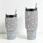 CouldNook 20/30oz Bling Rhinestone Car Tumbler - No Handle, Black Lid (Leopard & Gradient Series)