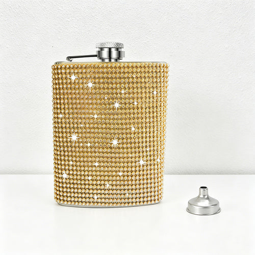 CouldNook 6/8oz Bling Rhinestone Hip Flask - Pocket Size with Funnel (Solid Color Series)