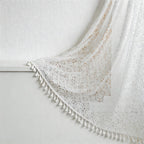 Bohemian Crochet Lace Sheer Curtains - Tassel Trimmed Drape