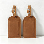 Premium Top-Grain Cowhide Leather Luggage Tags, Customizable Airplane Embossed Travel ID Tags
