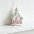 Pink Glitter Christmas House Wall Decor - 3D Hanging Christmas Decoration