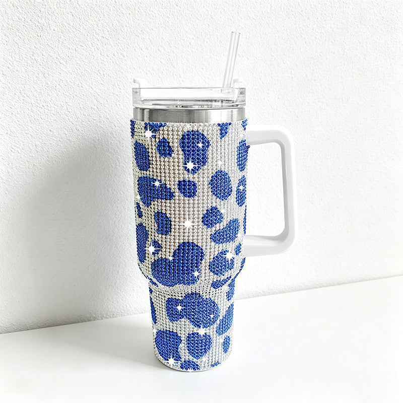 CouldNook 40oz Rhinestone Tumbler-Stainless Steel Vacuum Insulated Ice Tumbler with Handle & Straw