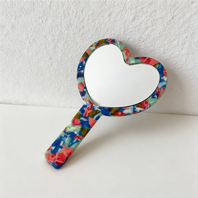 CouldNook Acetate Heart Handheld Mirror - Vintage Style Portable Makeup Mirror