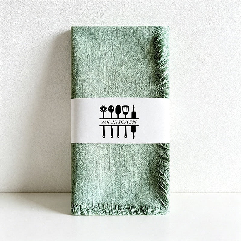 CouldNook Fringed Cotton Linen Napkin - Rustic Wabi-Sabi Dining Cloth