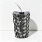 CouldNook 17oz Rhinestone Tumbler-Stainless Steel Insulated Straight Body Cup with Straw