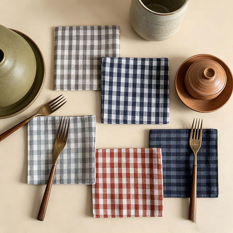 CouldNook Gingham Coaster - Classic Plaid Drink Mat