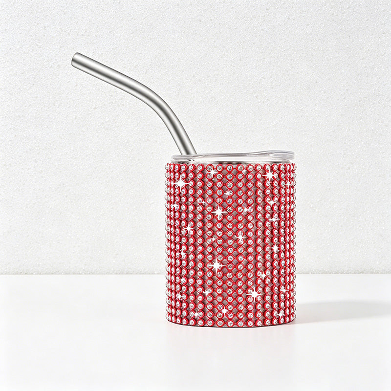 CouldNook Tumbler-3oz Rhinestone Straight Insulated Tumbler with Straw Mini Shot Glass Portable Car Cup