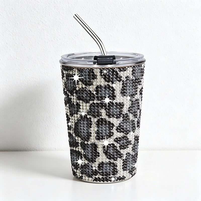 CouldNook 17oz Rhinestone Tumbler-Stainless Steel Insulated Straight Body Cup with Straw