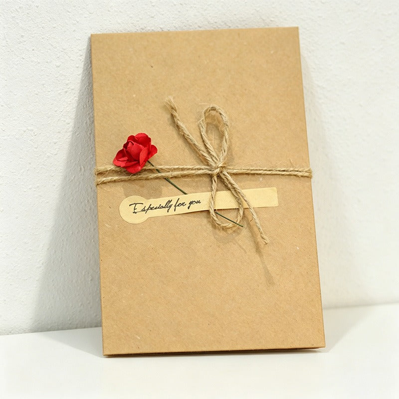 Vintage Kraft Paper DIY Dried Flower Greeting Cards, Assorted Floral Designs for All Occasions