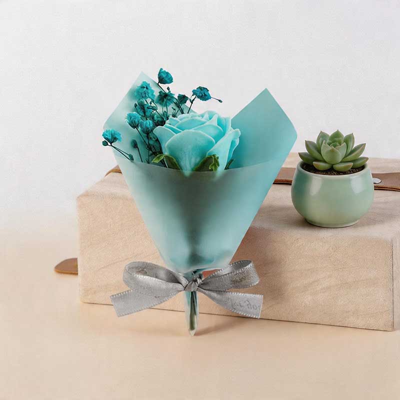 Mini Dried Baby's Breath Flower Bouquet and Soap Rose